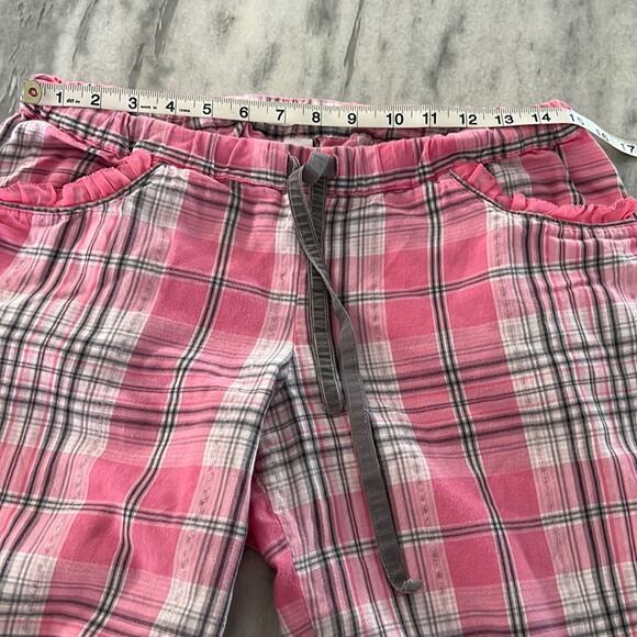 Victoria’s Secret Pajama Pants Woman’s Medium Pink Plaid Silver Metallic Pockets - Picture 6 of 8